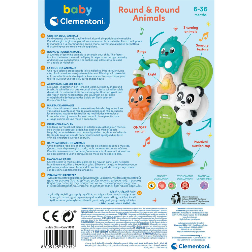 Clementoni Speelgoed voor Kinderstoel Round & Round Animals