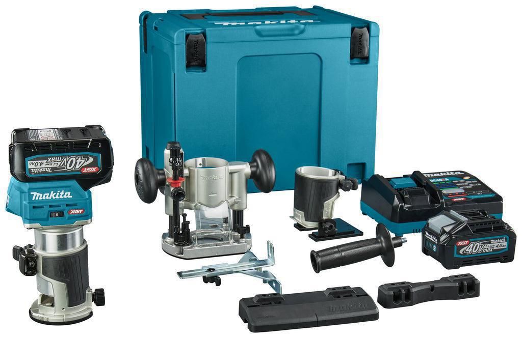 Makita RT001GM206 Accu Boven- en kantenfrees   geleiderail adapter XGT 40V Max 4.0Ah in Mbox