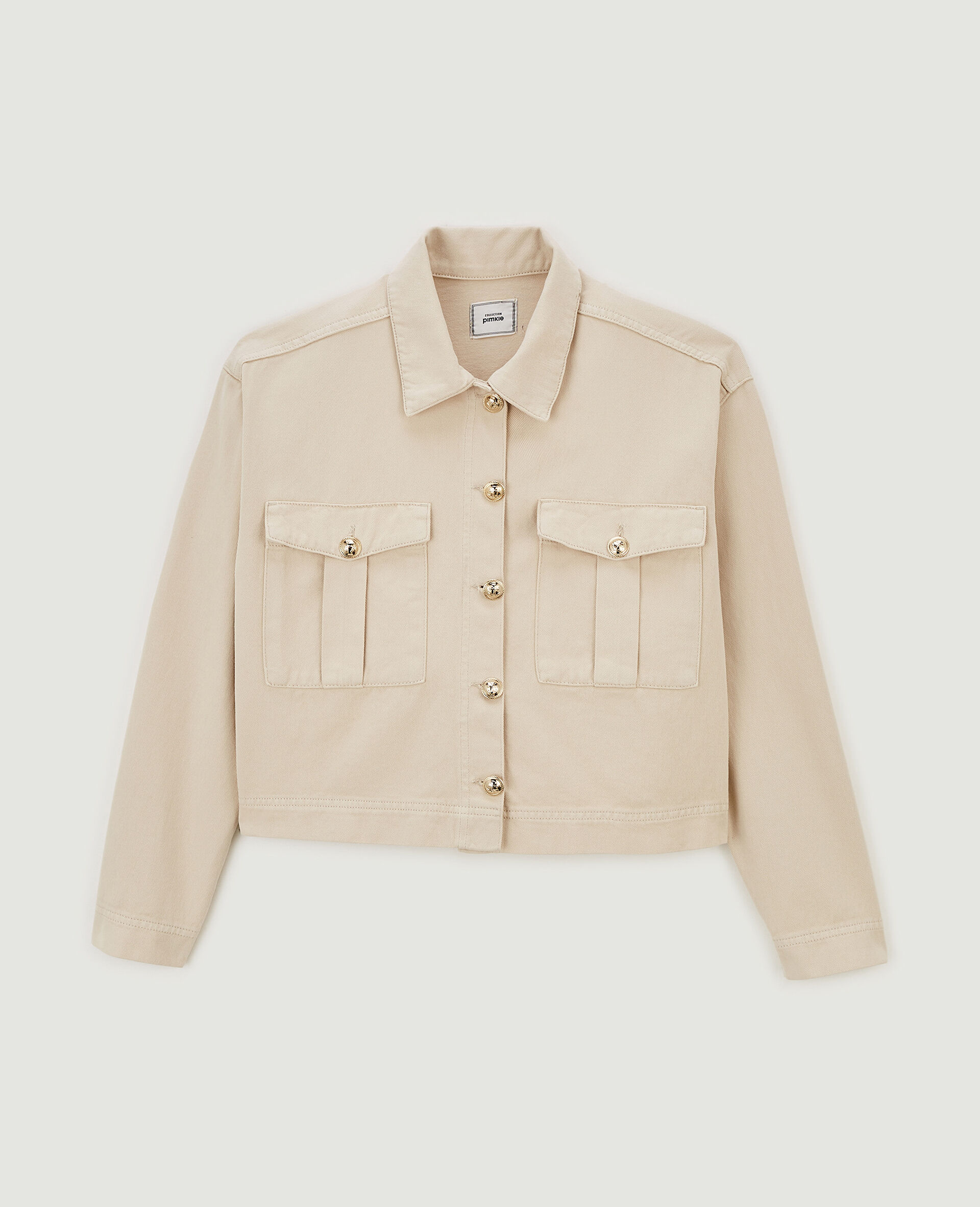 Veste courte avec boutons métalliques - Beige