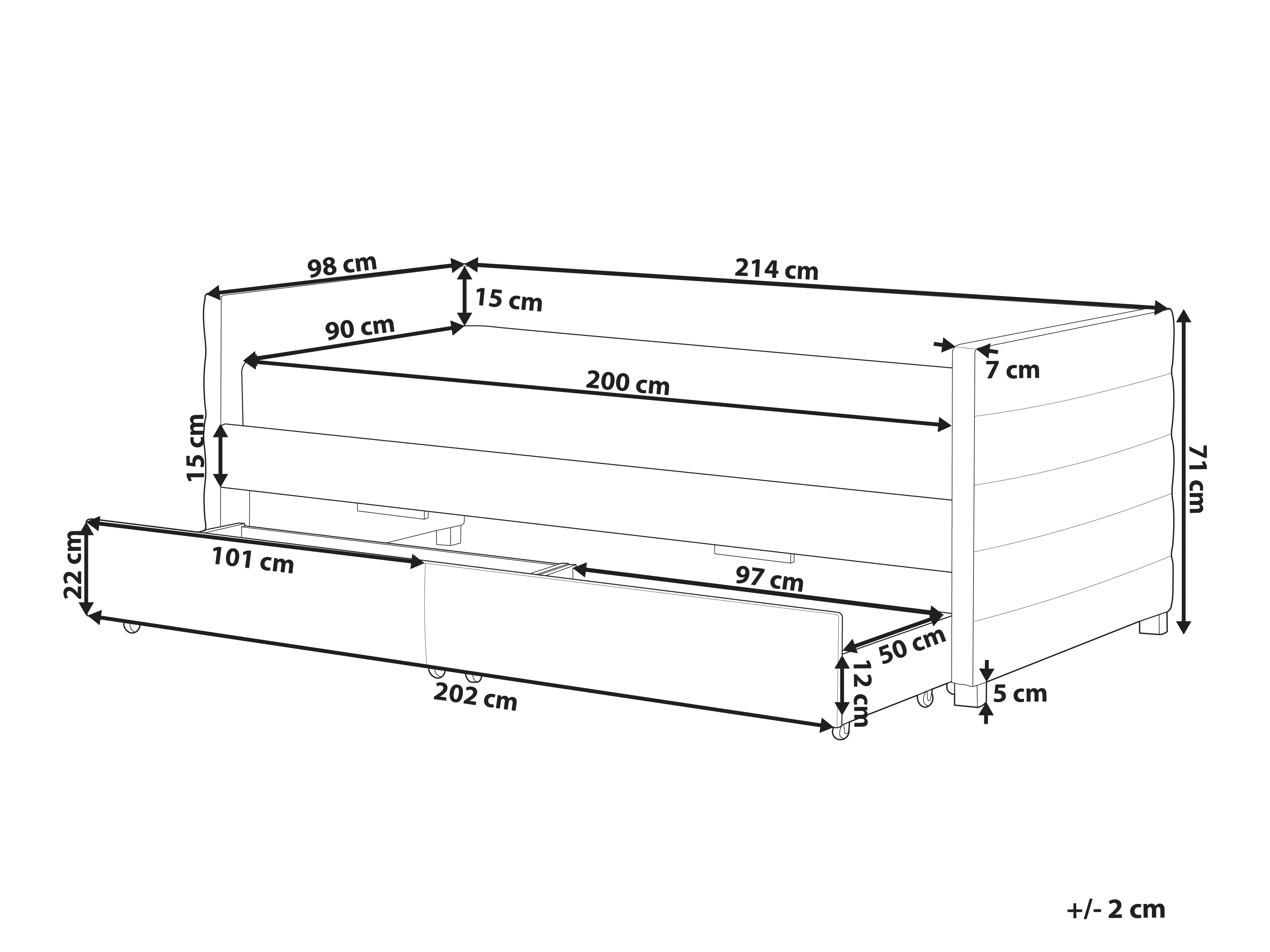 Bedbank met opbergruimte Fluweel MARRAY 90 x 200 cm Zwart