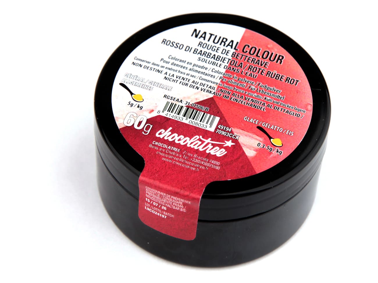 Colorant naturel rouge betterave en poudre - hydrosoluble - 60 g - Chocolatree