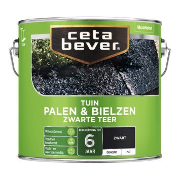 Cetabever palen & bielzen zwarte teer dekkend zijdeglans 2,5 L