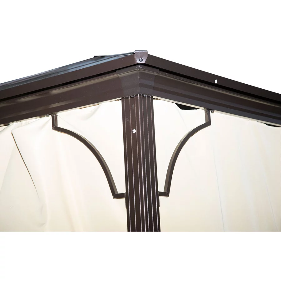 Outsunny Luxus Pavillon mit lichtdurchlässigem Dach braun, natur
