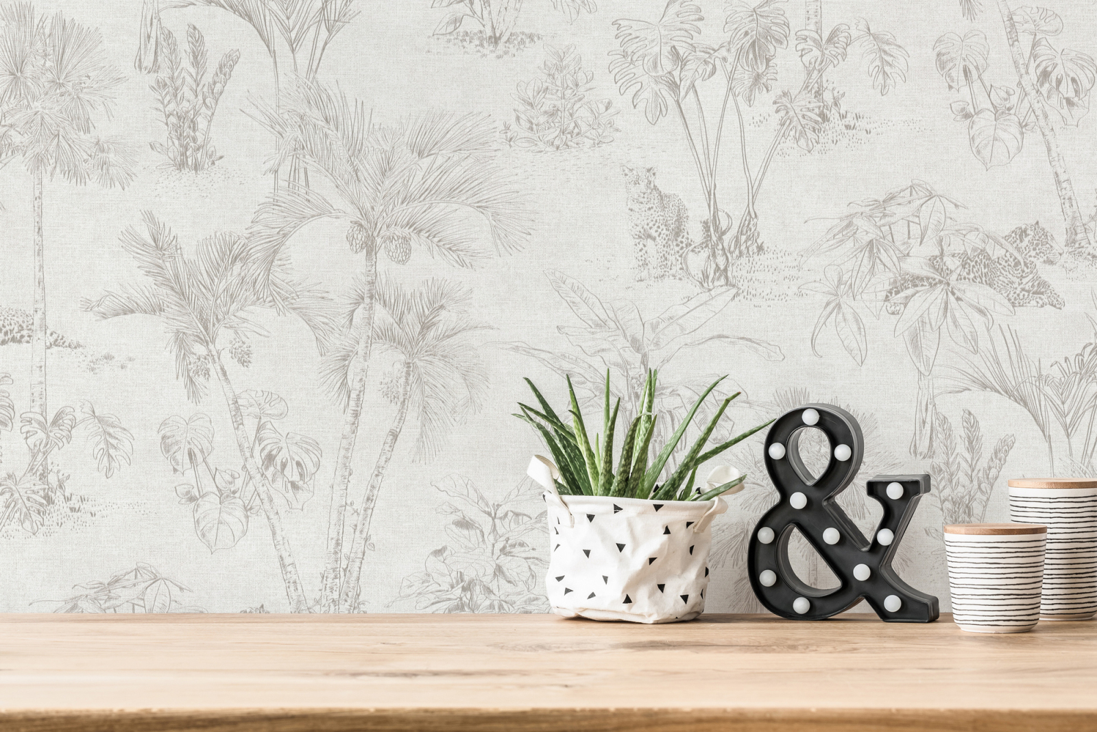 Vliestapete - Blumen - beige-grau - 10 Meter