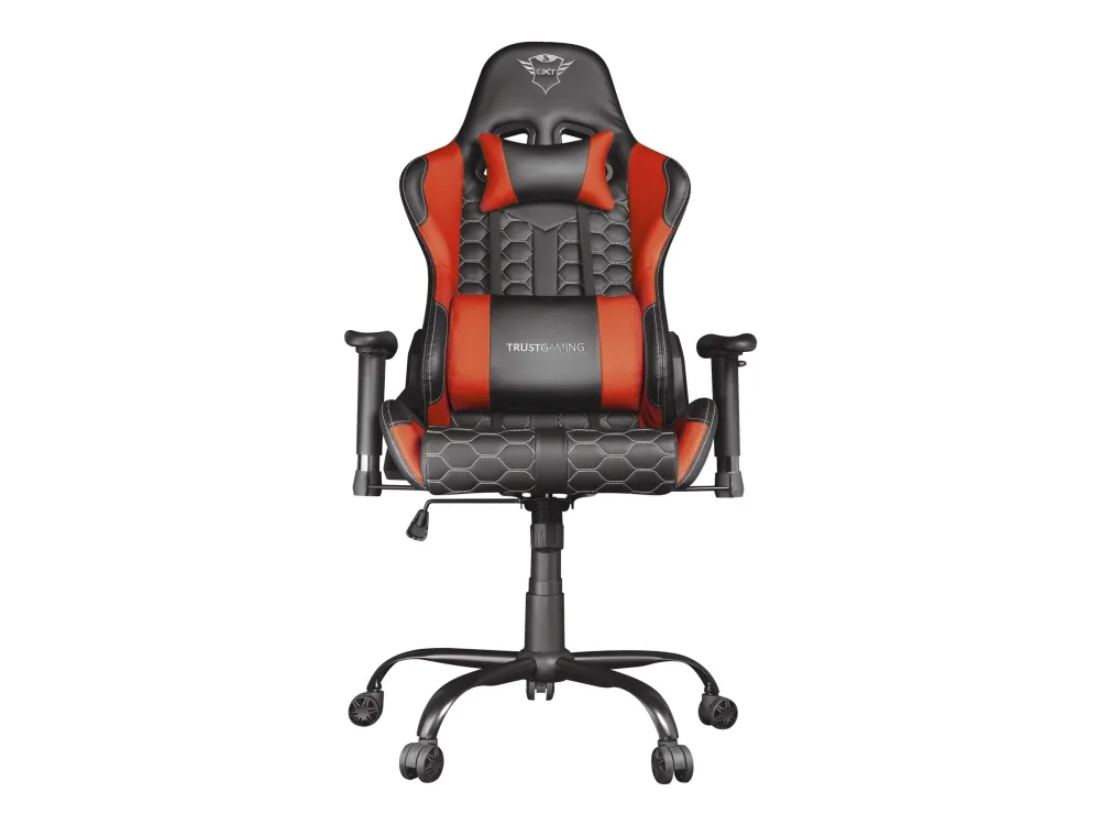 Trust Gaming GXT 708R Resto - Spillestol - ergonomisk - armstøtter - vippe - drejeled - metalramme, polyuretan-læder, elastisk stof - rød