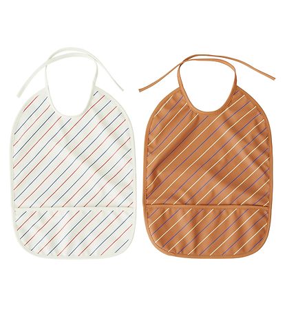 OYOY Lätzchen m. Tasche - Lang - 2er-Pack - Striped - Sanft/Cara