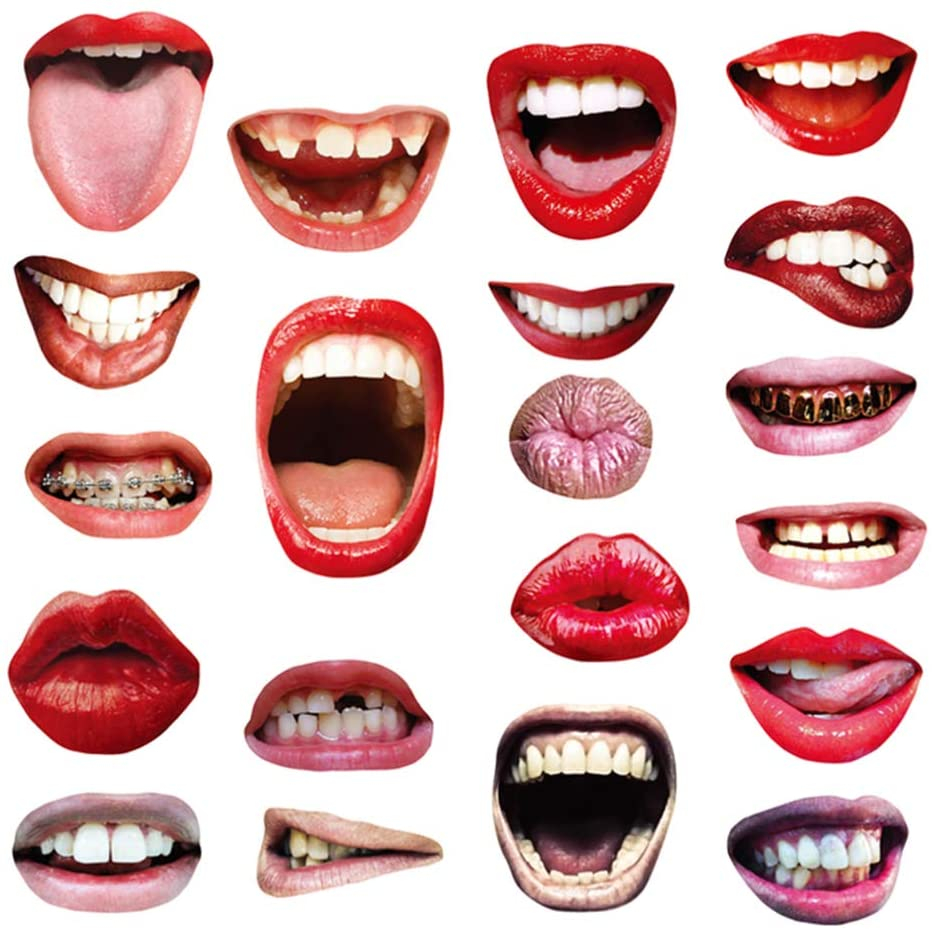 (20er Set) Photo Booth Fotorequisiten Party Foto Accessoires Dekorationen für lustige Bilder - Lippen