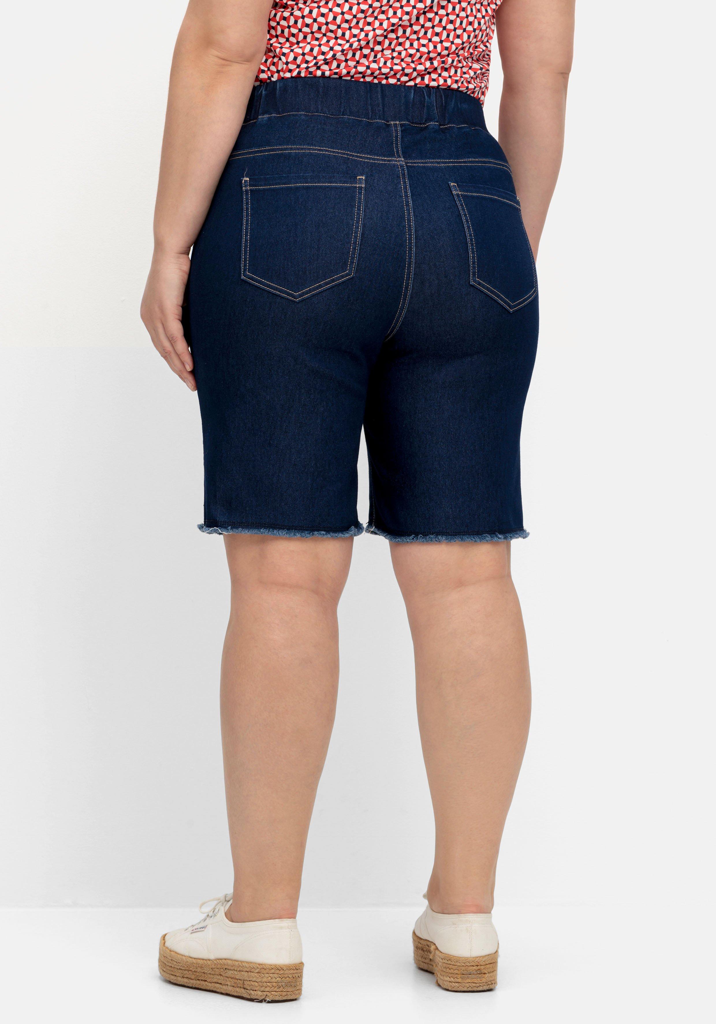 Bermudas aus Sweat-Denim, mit offenem Saum