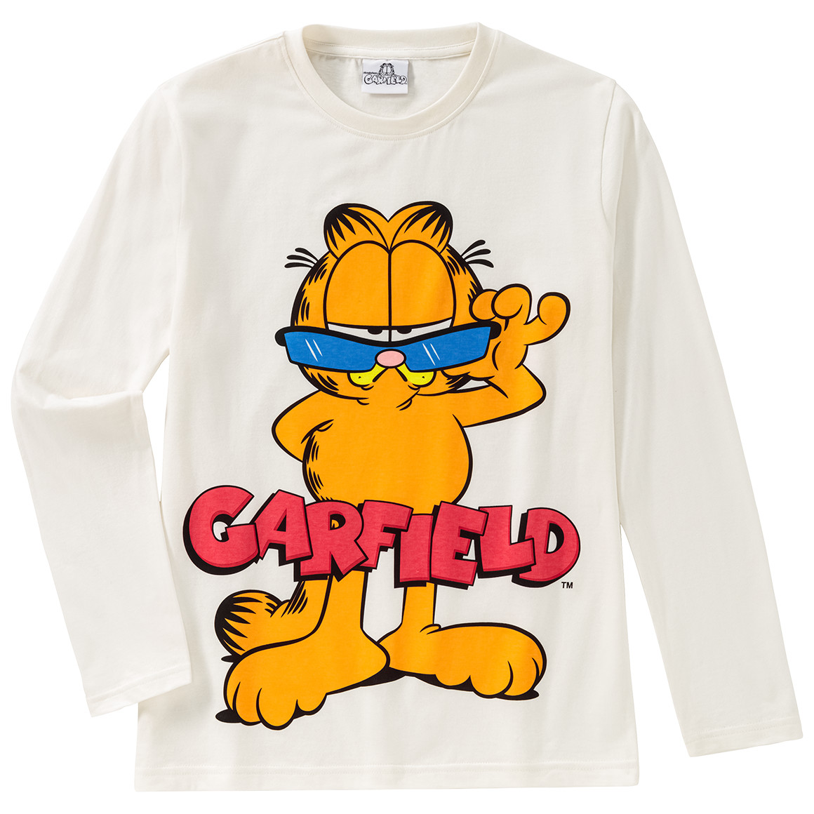 Beatwear Garfield Langarmshirt mit großem Print cremeweiss