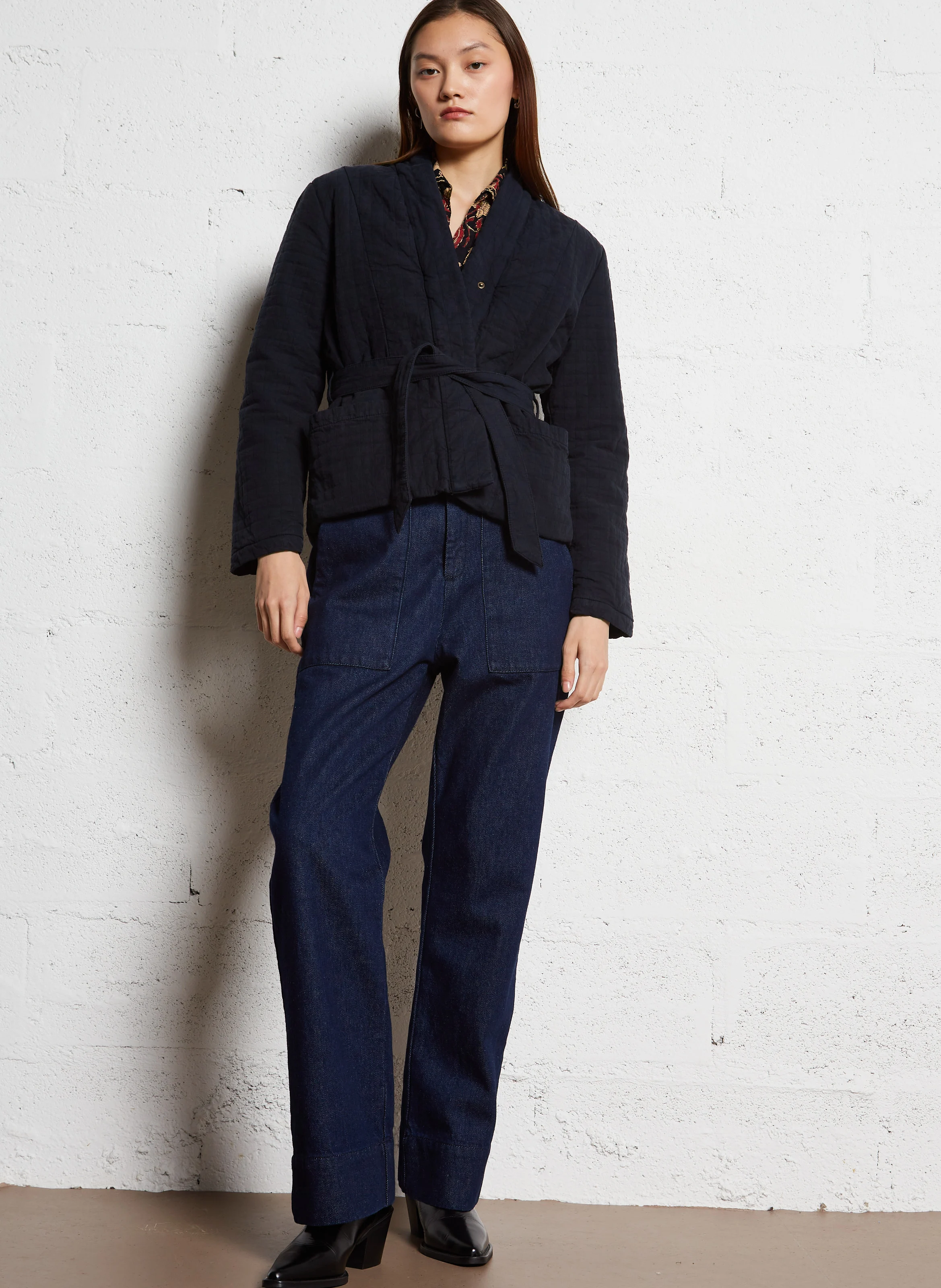 FERNAND - Jean droit taille haute en coton | Bleu