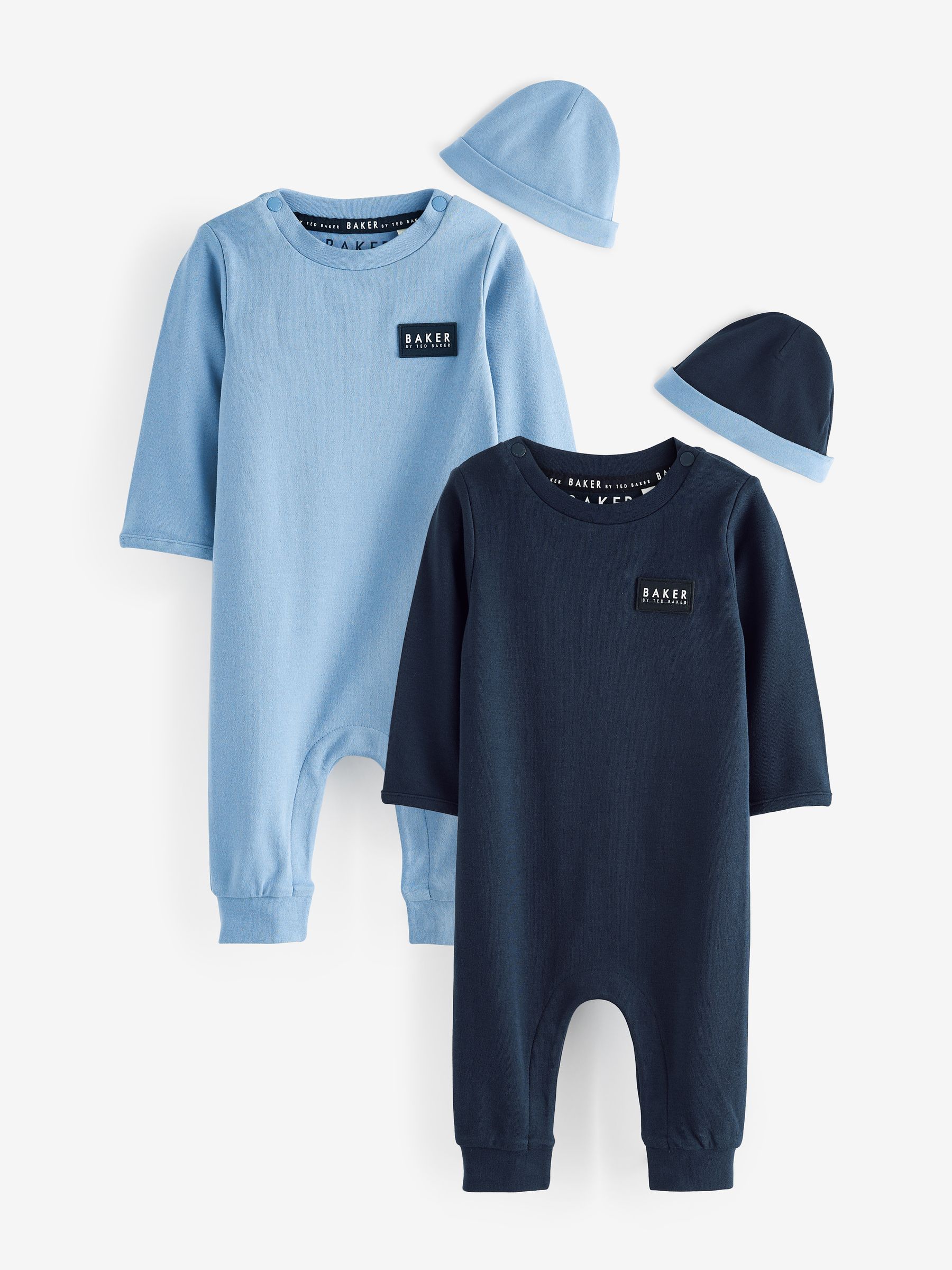 Baker By Ted Baker blauw 100% katoenen rompertje en omkeerbare hoed