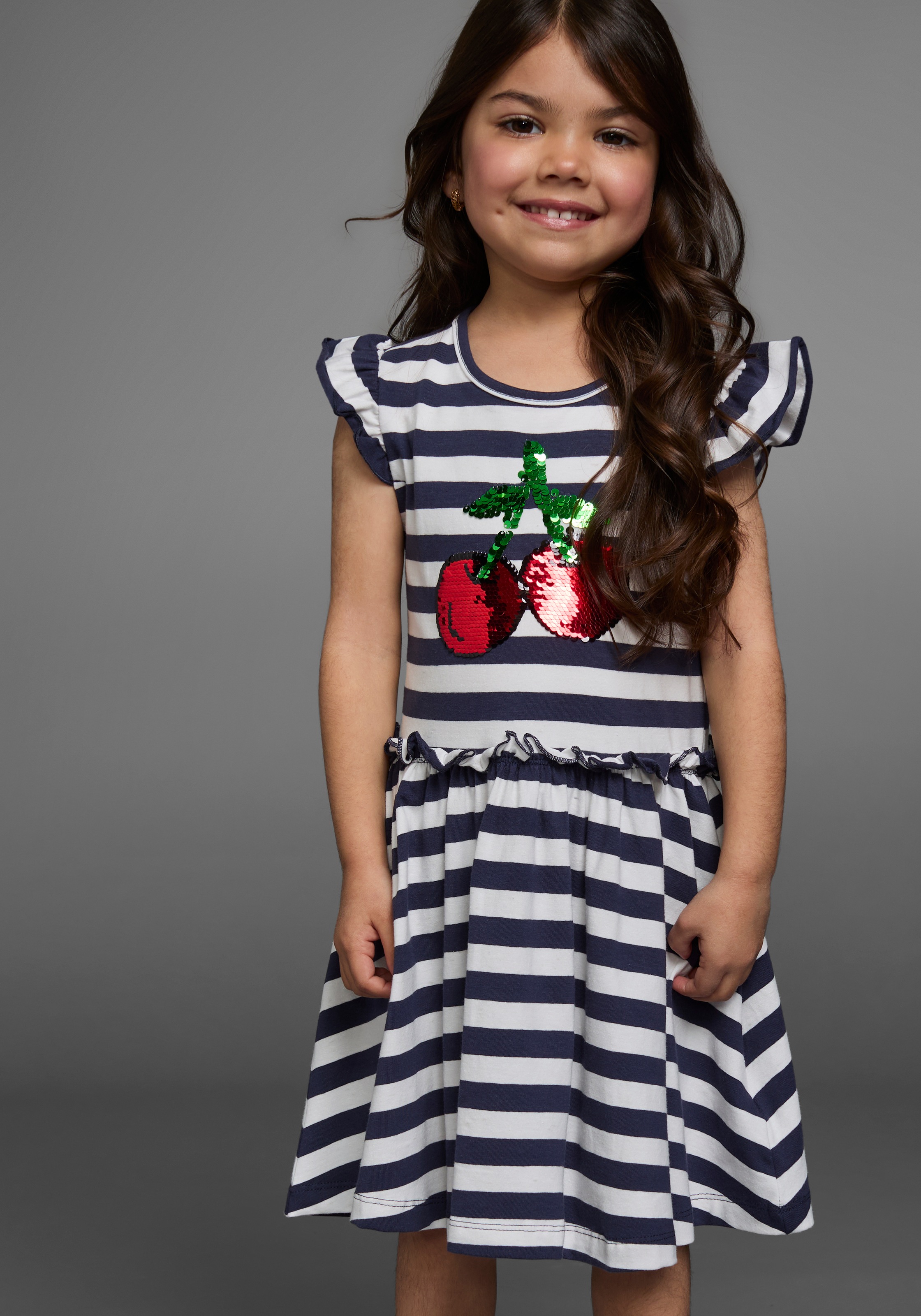 KIDSWORLD Jerseykleid »mit Pailletten für kleine Mädchen« festlich,  kniefrei,  verspielt,  aus Baumwollmischung