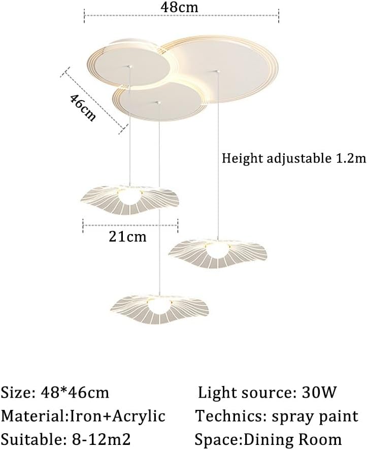 Pendelleuchte LED Indoor Restaurant Kronleuchter dimmbar modern Lotusblatt Stil kreatives Design Lampe Acryl Lampenschirm höhenverstellbar Deckenleuchte Schlafzimmer Wohnzimmer Bar Bürobeleuchtung