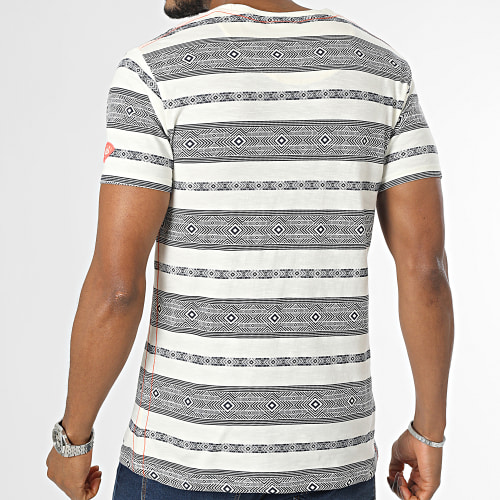 Tee Shirt A Poche Poitrine Raffa 40-925 Beige Bleu Marine
