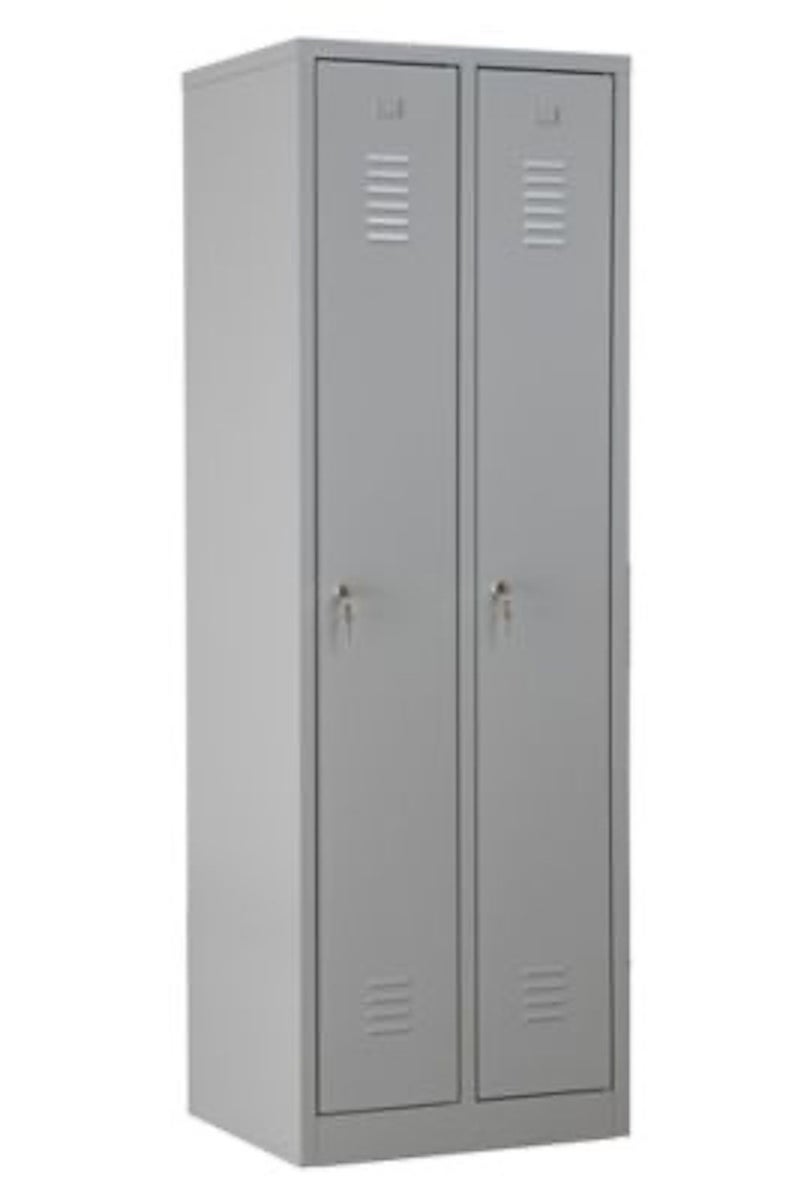 PROREGAL Garderobekast Camel 2 compartimenten HxBxD 180 x 60 x 50 cm Cilinderslot Grijs