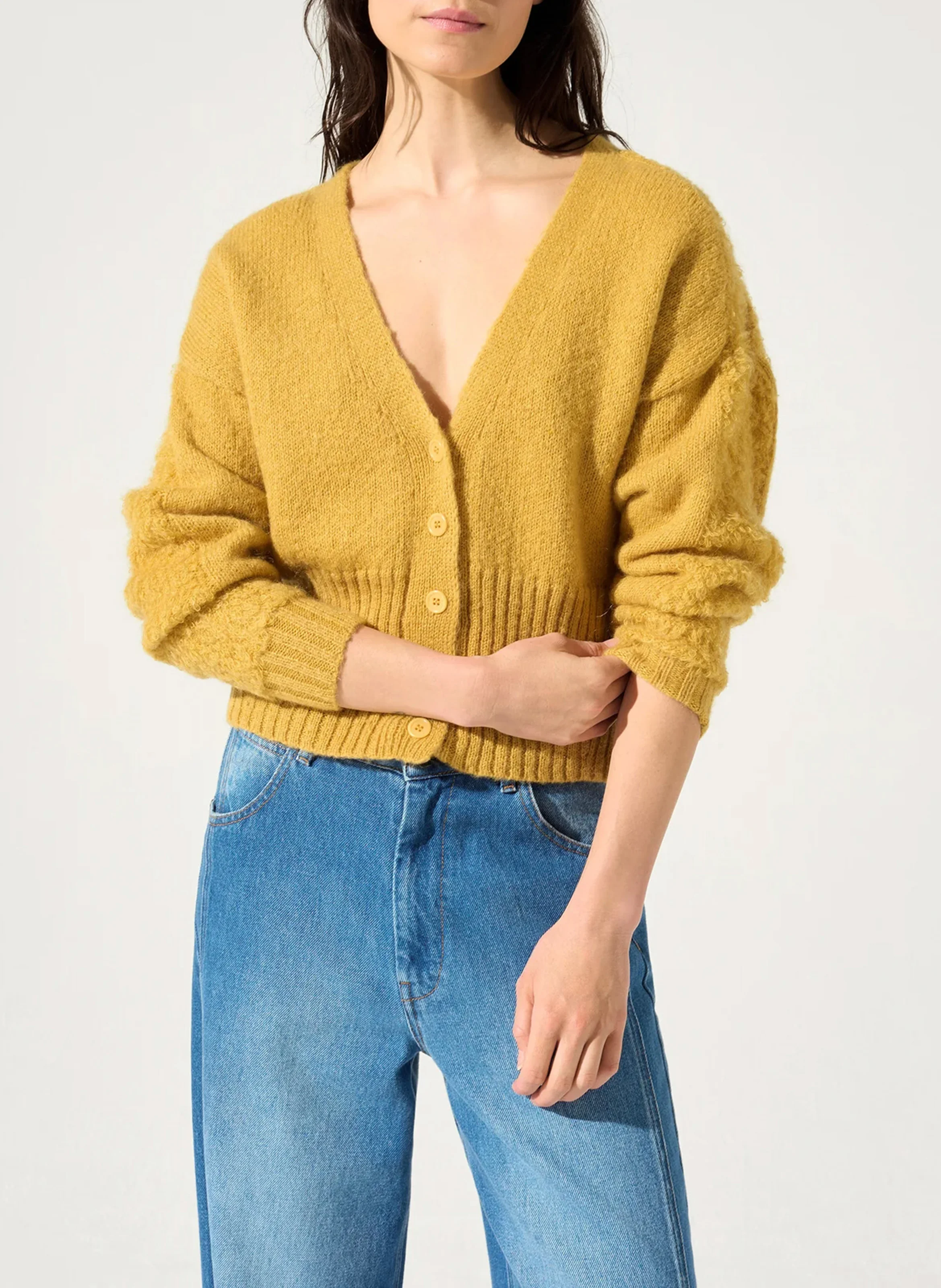 Cardigan boutonné| Orange