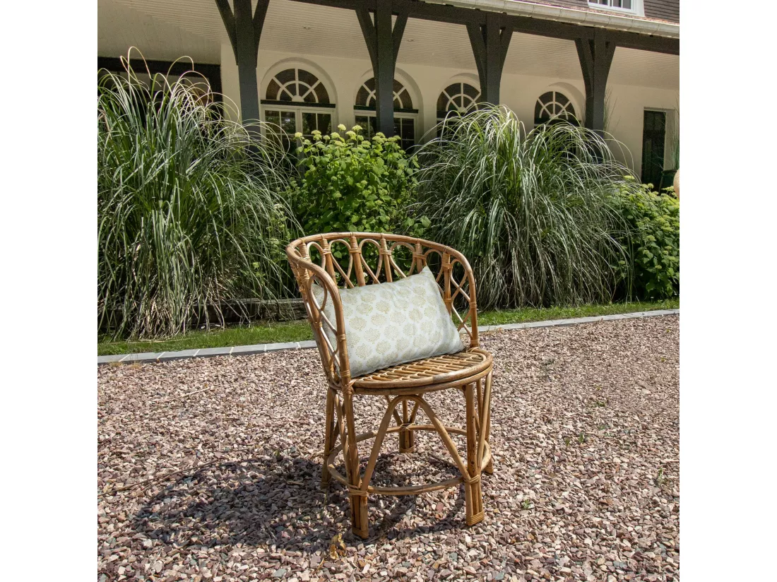 Now's Home - Fauteuil En Rotin Tresse Avec Coussin Terracotta