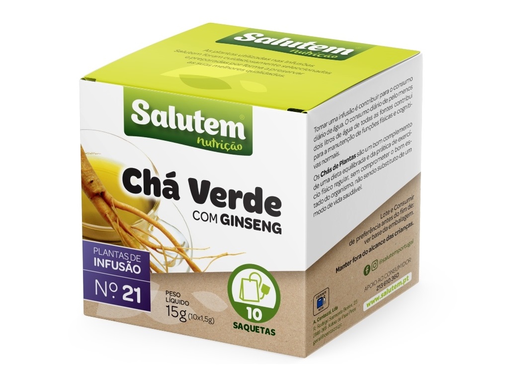 CHÁ SALUTEM INFUSÃO Nº21 VERDE COM GINSENG 10 SAQUETAS