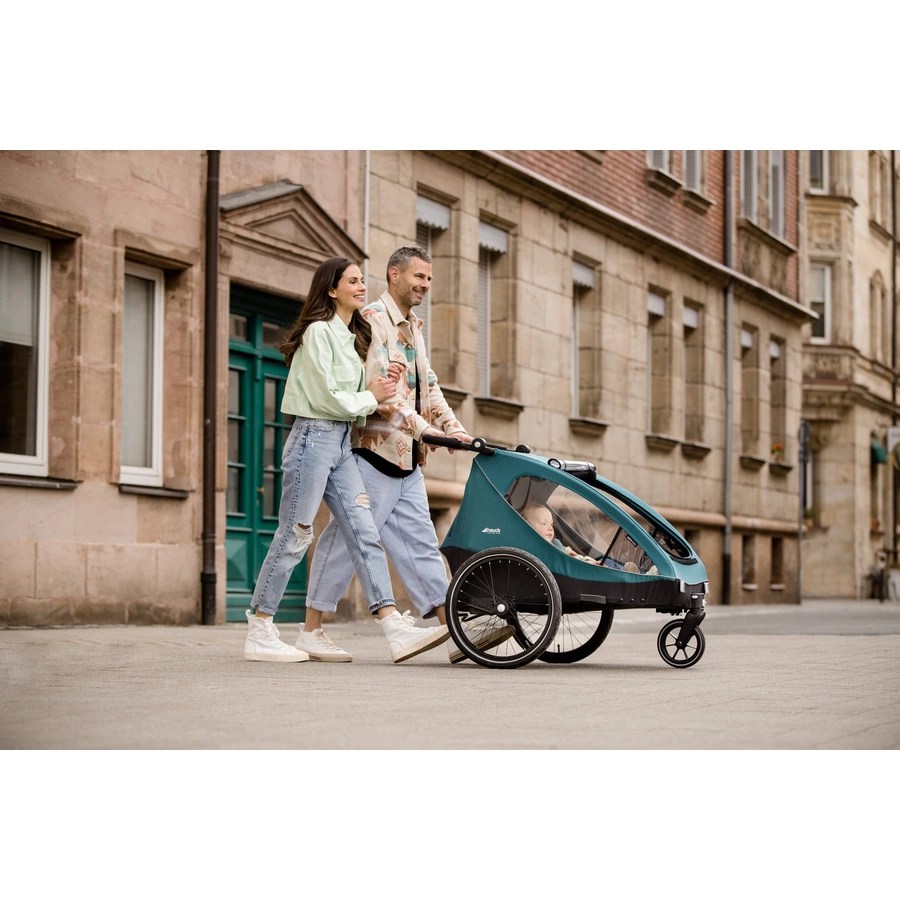 hauck 2in1 Fahrradanhänger und Buggy Dryk Duo Petrol