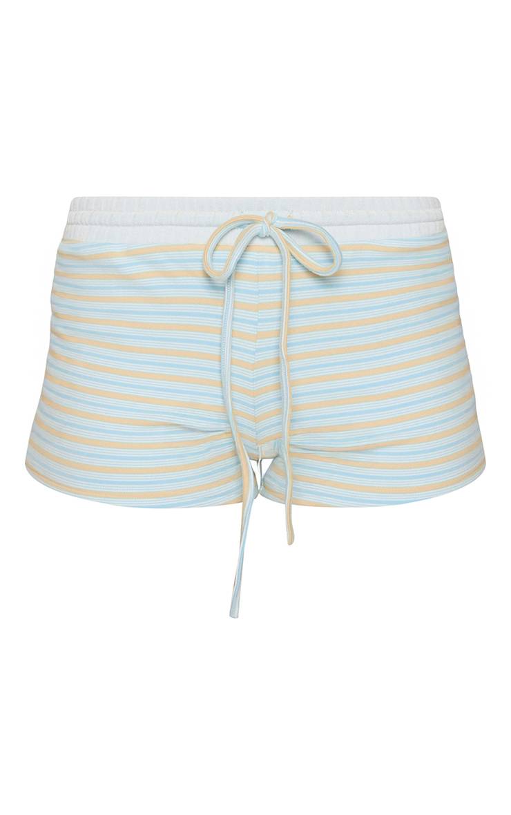 Bleu Short Ultra Doux À Rayures