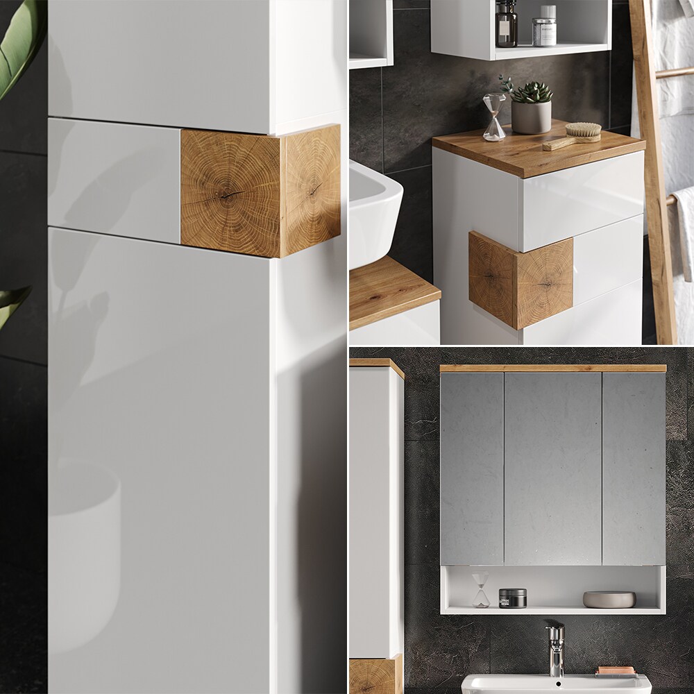 Vicco Badmöbel-Set Badezimmer-Möbel Bad-Schrank Eden Weiß Artisan modern Badezimmerschrank Waschbeckenunterschrank Spiegelschrank Hochschrank Schranktür Schrankfach