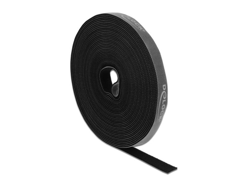 Delock Klettband 10 m x 15 mm Schwarz Delock Klettband auf Rolle L 10 m x B 15 mm Schwarz