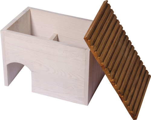 Egelhuis dobar hout 38 x 28 x 28 cm wit met bruin dak