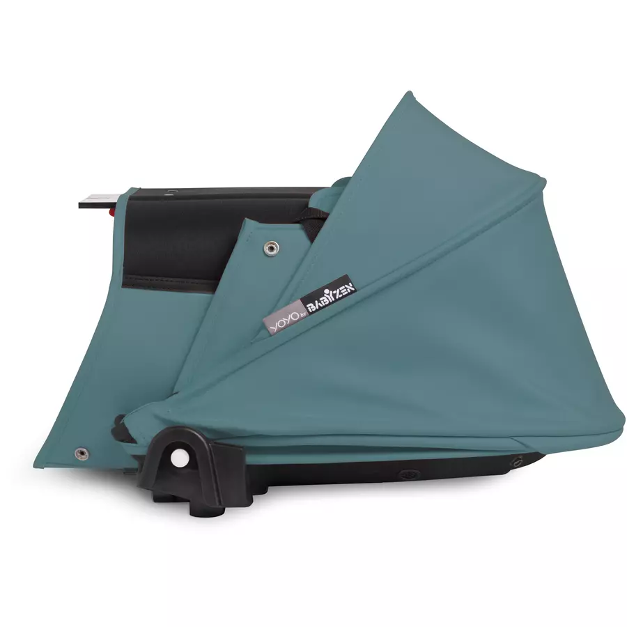 BABYZEN Kinderwagen YOYO2 0+ Black mit Liegewanne und Textilset Aqua