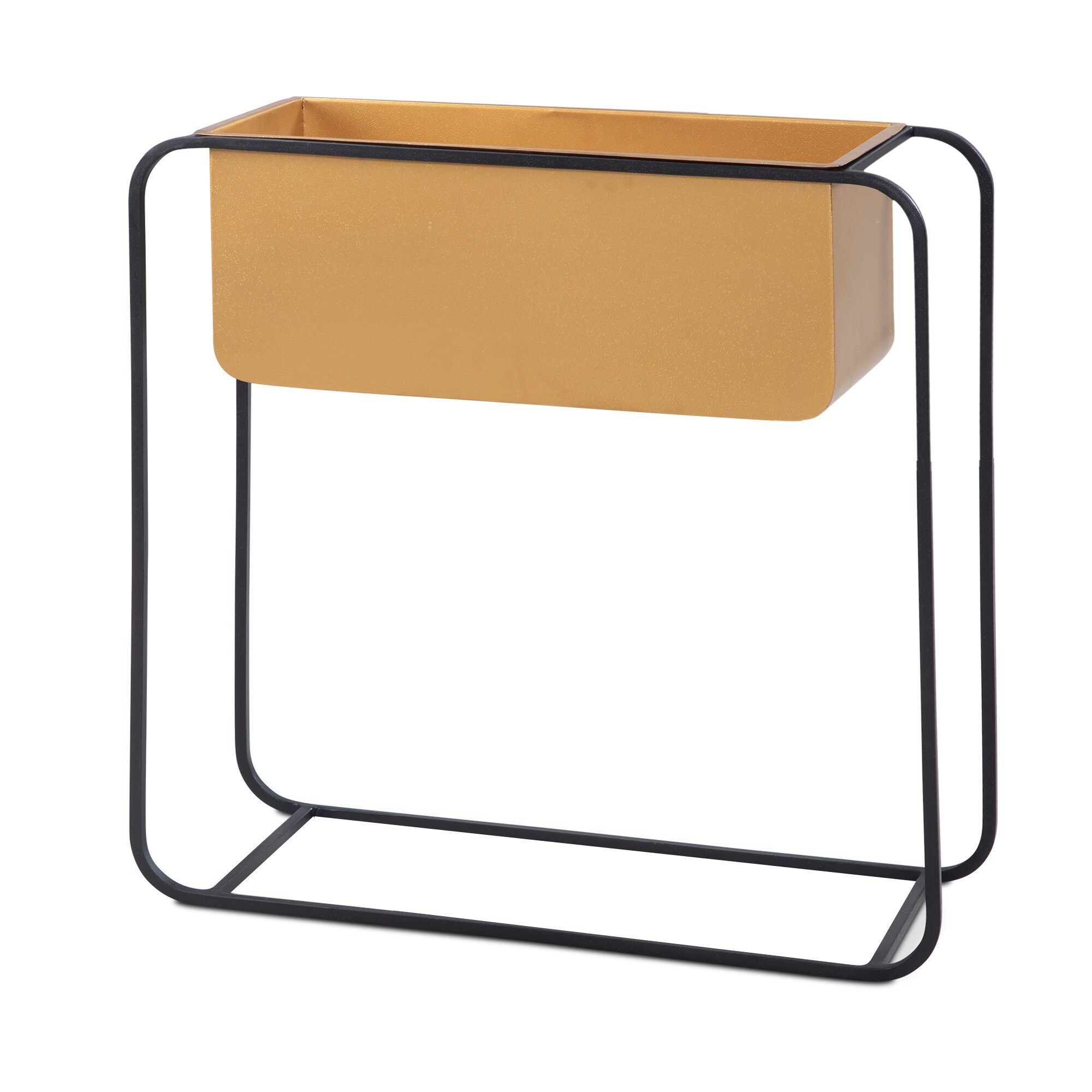 KADIMA DESIGN Moderner Blumenkübel 60x60x24 cm, Metall, Gold & Schwarz, Rechteckig