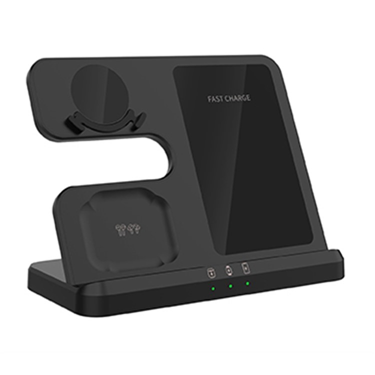 (15W) 3in1 Ladegerät QI Wireless Charger für Smartphone / Samsung Galaxy Watch / Galaxy Buds - Schwarz