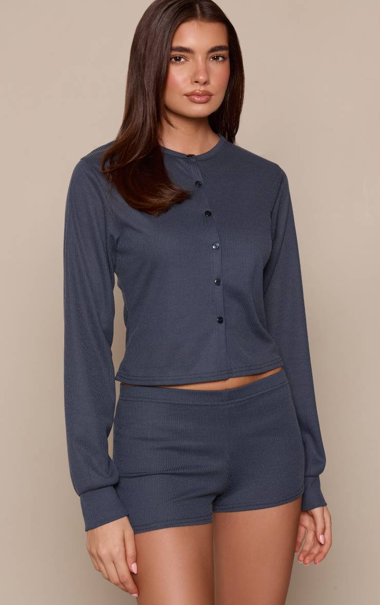 Charcoal Grey Short Mini Côtelé