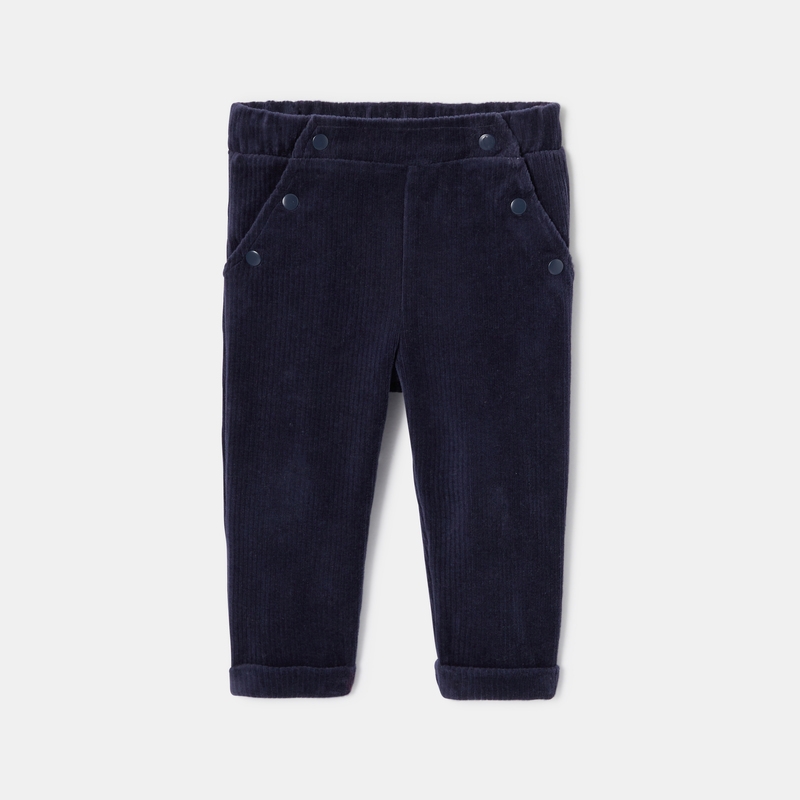 Pantalon en velours côtelé souple bleu bébé fille Absorba