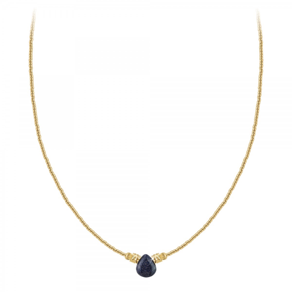 Collier SC Bohème orné d'une pierre de sable bleue