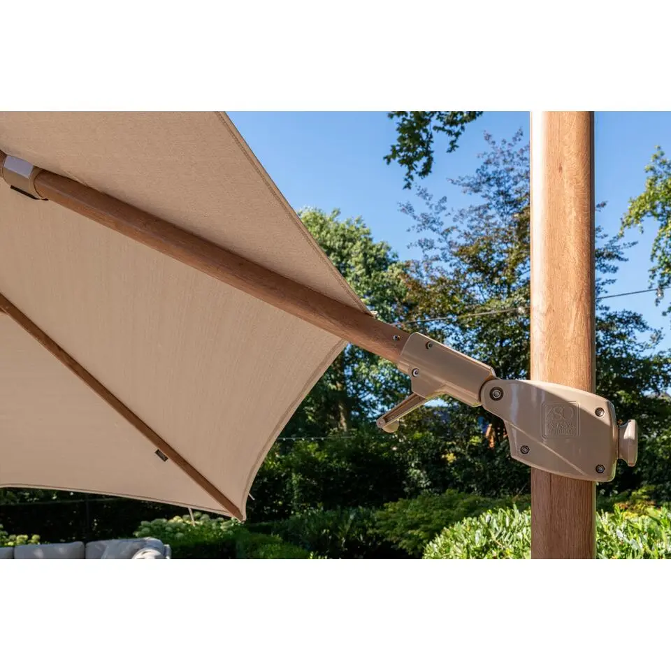 4-Seasons Siesta Premium - zweefparasol 350 cm. - Woodlook/Sand