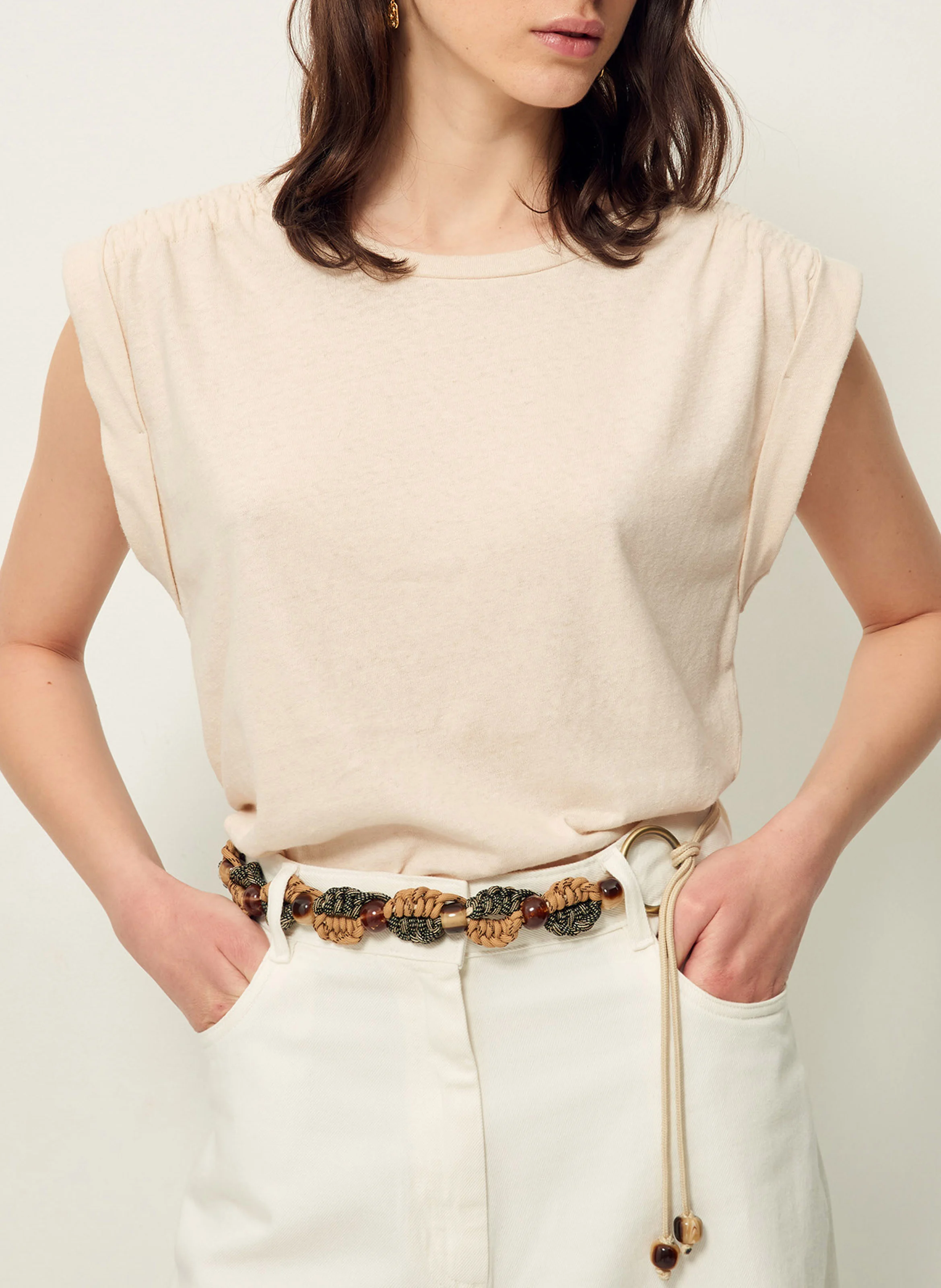 OYO - Tee-shirt sans manches en coton et lin | Beige