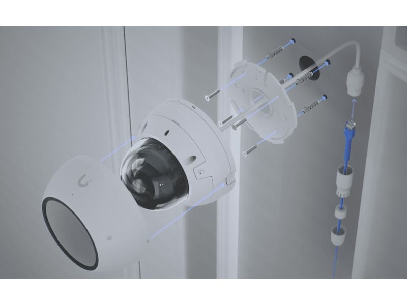 Ubiquiti Netzwerkkamera UniFi AI Dome Schwarz Allwetter-feste, vandalismusgeschützte 4K PoE Dome-Kamera mit erweiterten KI-Fähigkeiten und Langstrecken-IR-Nachtsicht