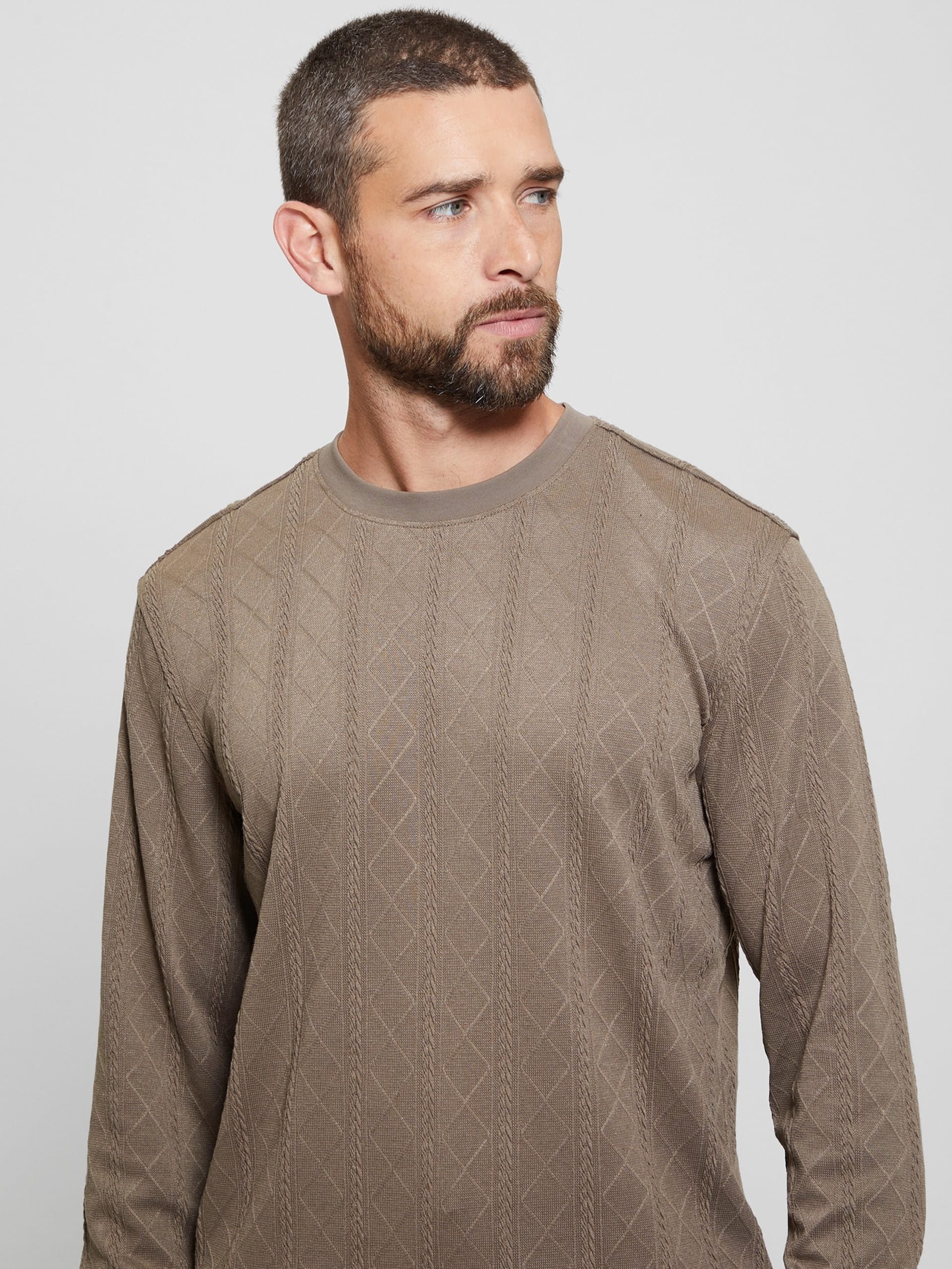Blusa de manga comprida em malha texturizada
