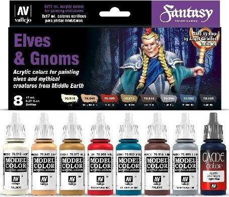 Vallejo - Maling Sæt Til Modelhobby - Elves & Gnomes - 8X17 ML