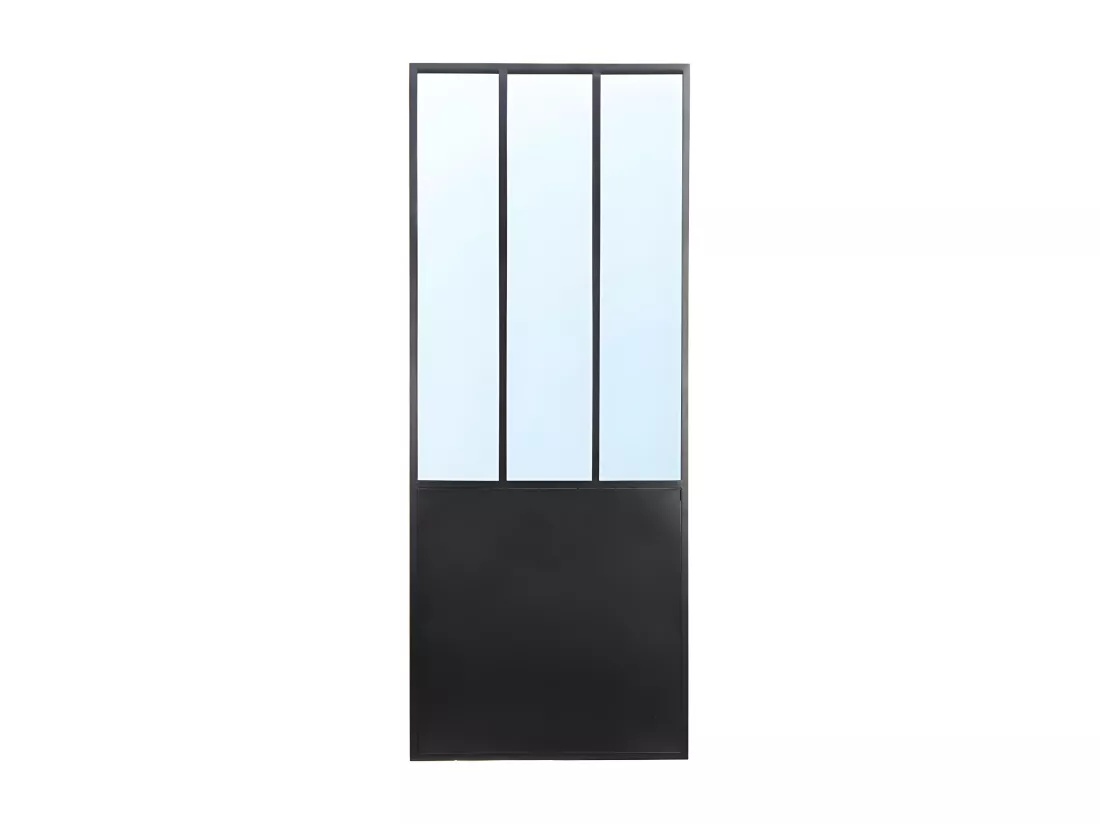 Paravent miroir atelier industriel 3 pans - Métal - H. 180 x L. 122 cm - Noir - COVENTRY
