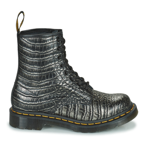 Dr. Martens - 1460 GUNMETAL WILD CROC EMBOSS - Noir
