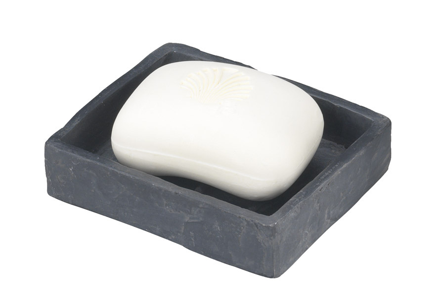 WENKO Bad-Accessoire-Set SLATE ROCK - Schiefer-Optik - 4-teilig