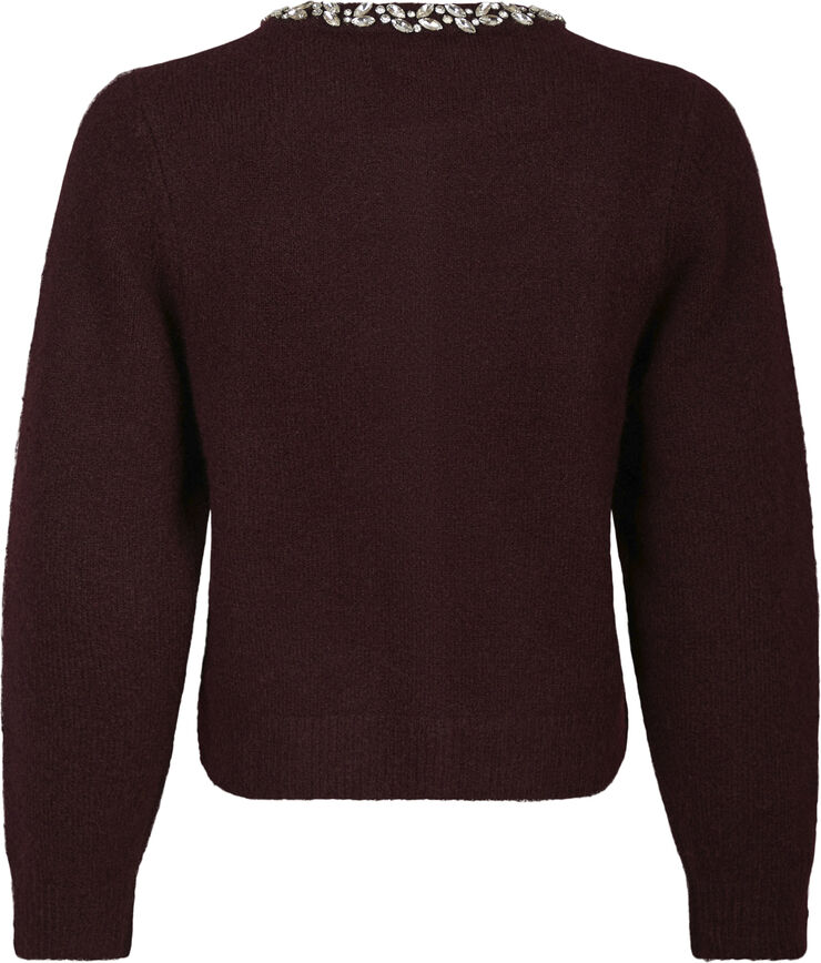 Neo Noir Marie Stone Knit Cardigan Wine
