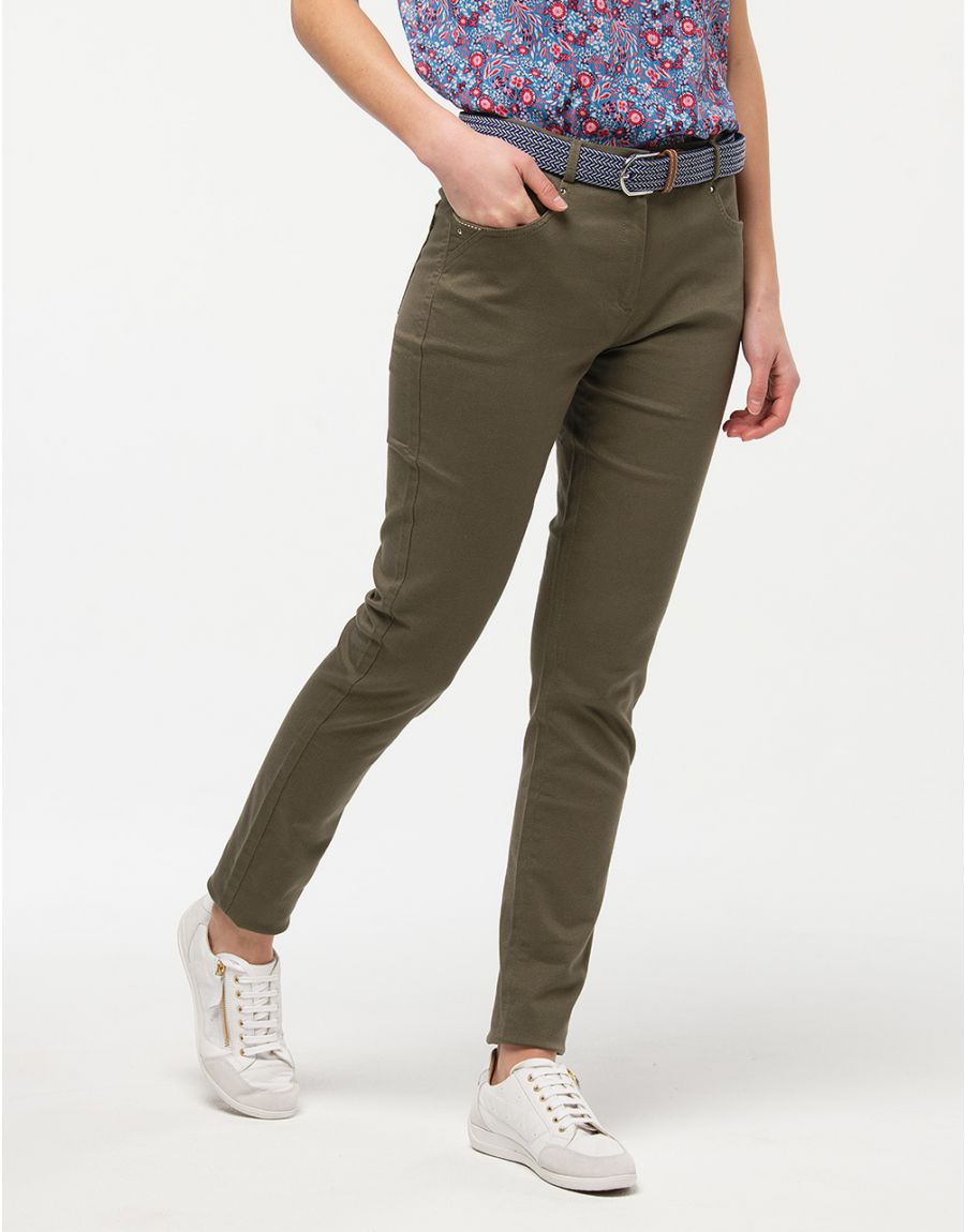 Jean slim vert kaki coton