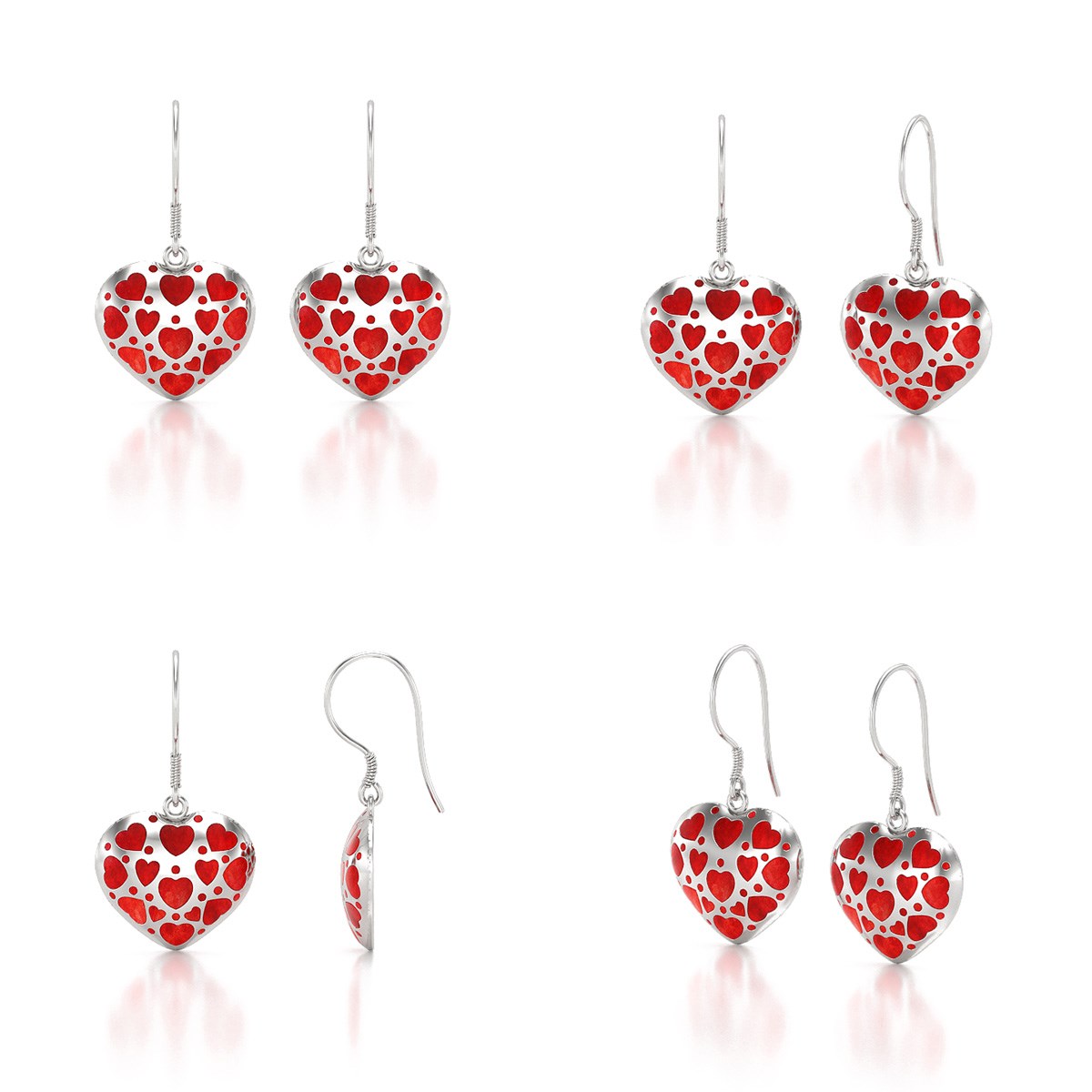 Boucles d'oreilles ADEN coeur corail et argent 925