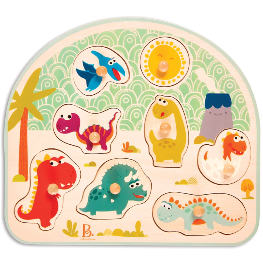 B.TOYS B. Stomping Dinos - Holzpuzzle Dinos 8-teilig Mehrfarbig