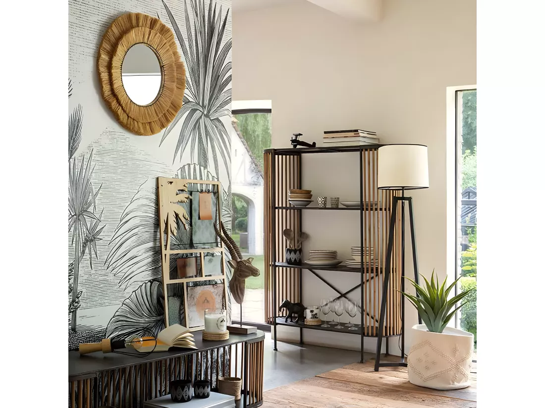Miroir mural en Raphia D 57 cm