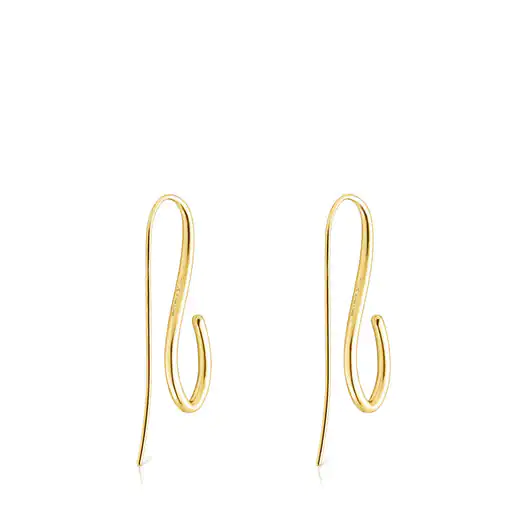 Brincos longos com banho de ouro 18k sobre prata, modelo Bent.