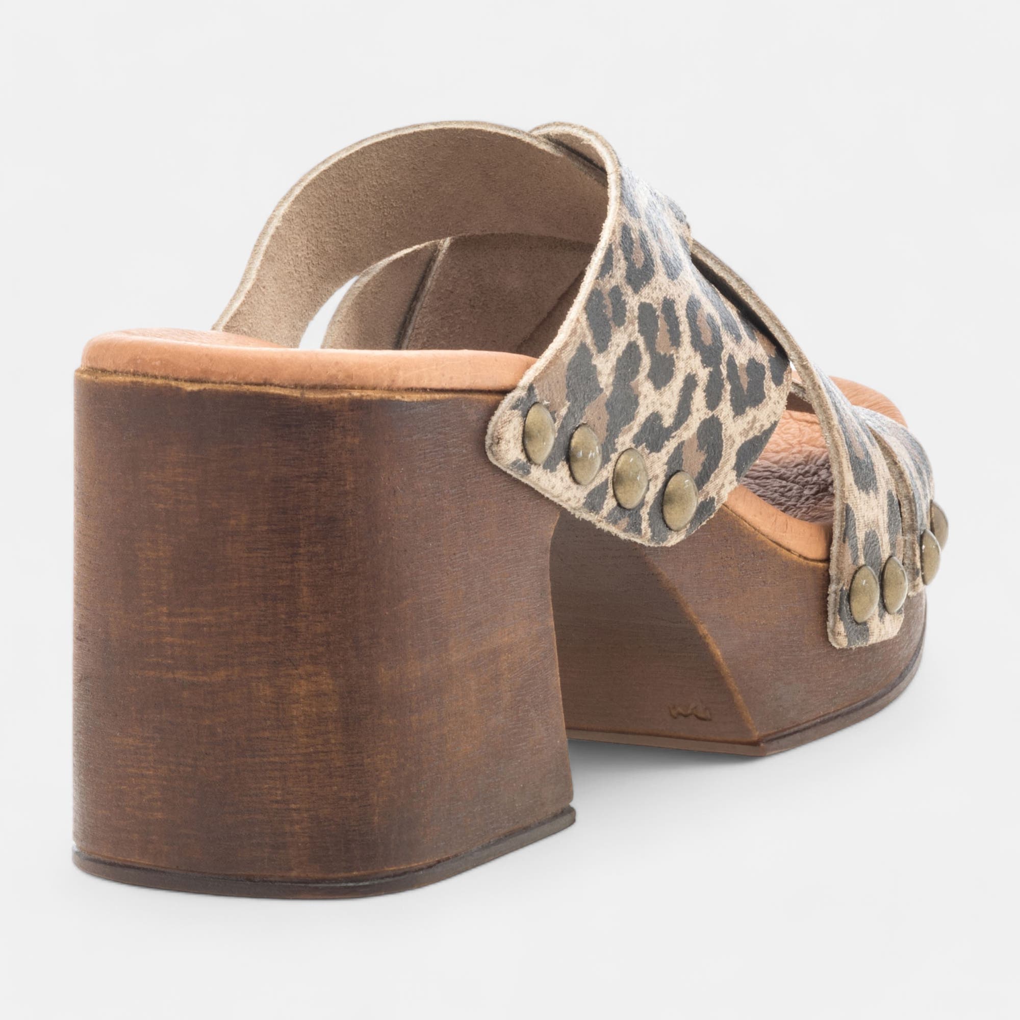 Chaussures semelle bois à talon Femme en cuir multicolore