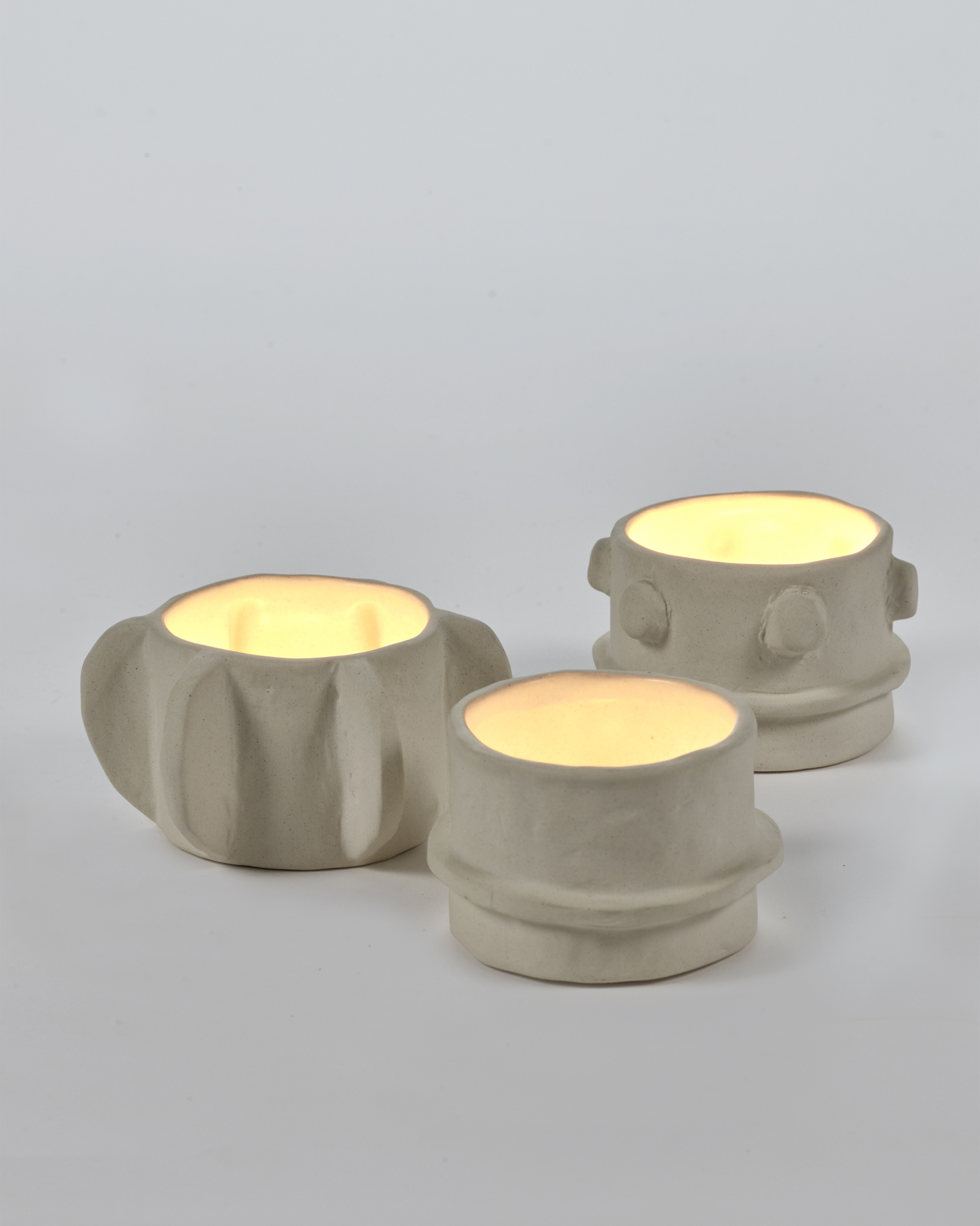 Waxinelichthouder Molly beige - set van 3