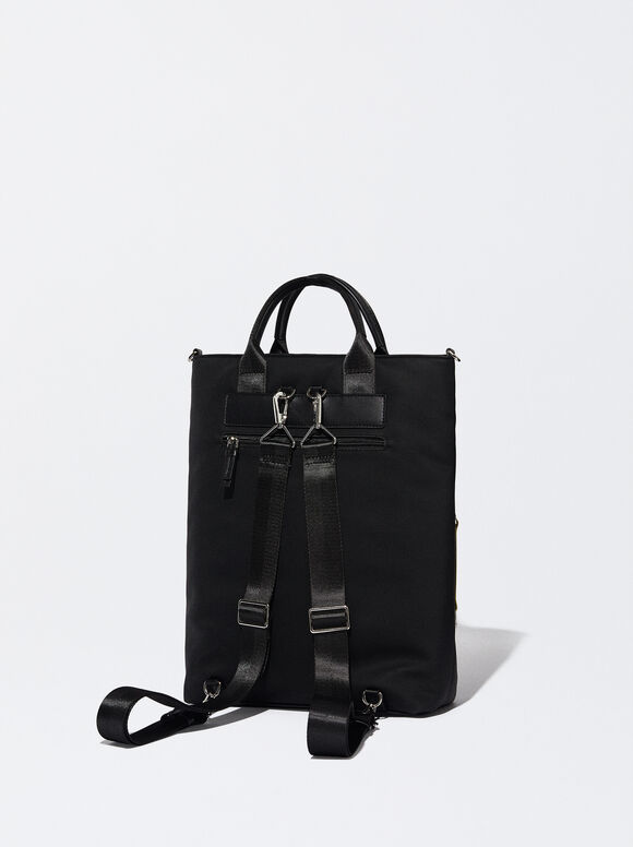 Mochila para laptop de 15 polegadas - Efeito nylon - Preta